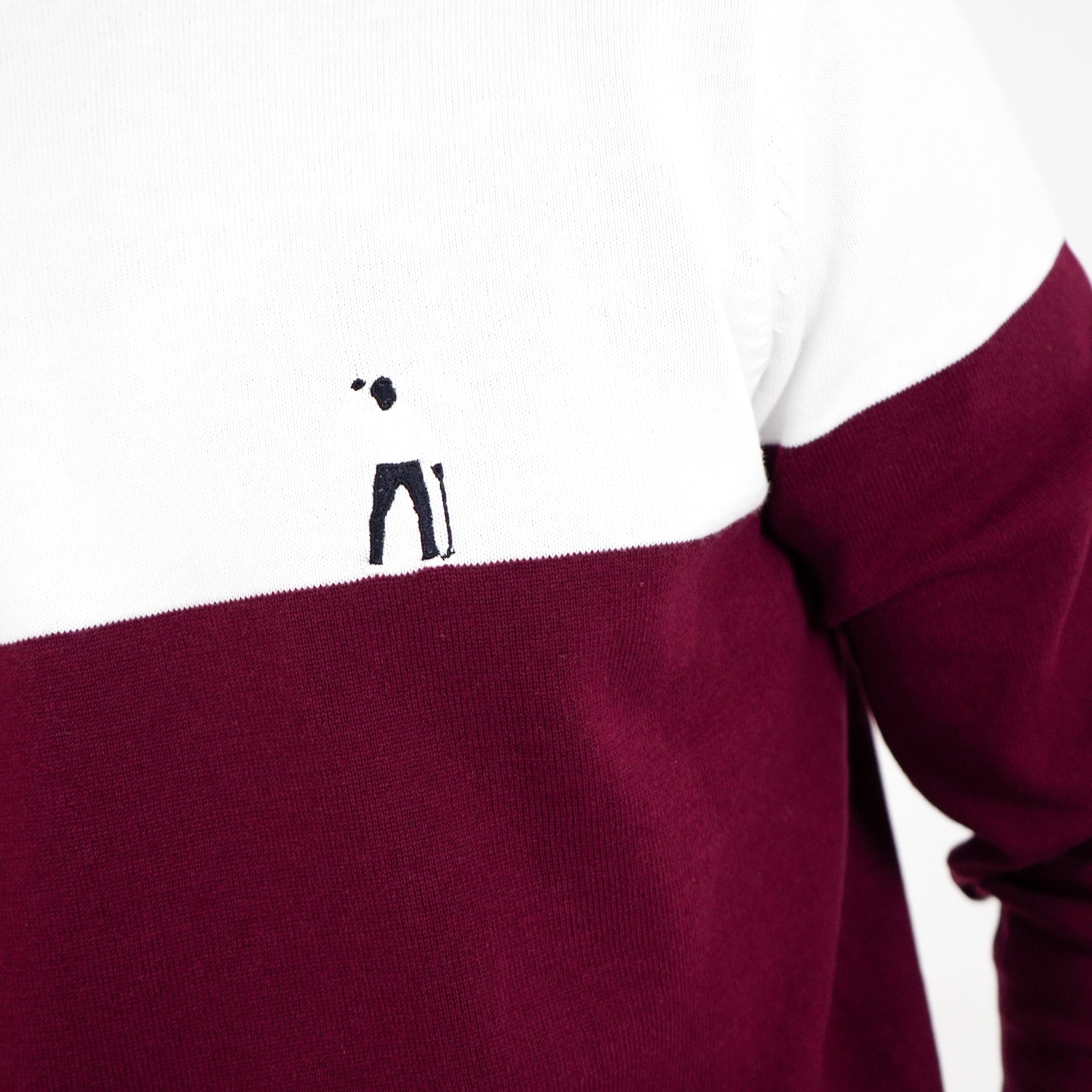 BLOCK ROUND NECK WHITE/BURGUNDY