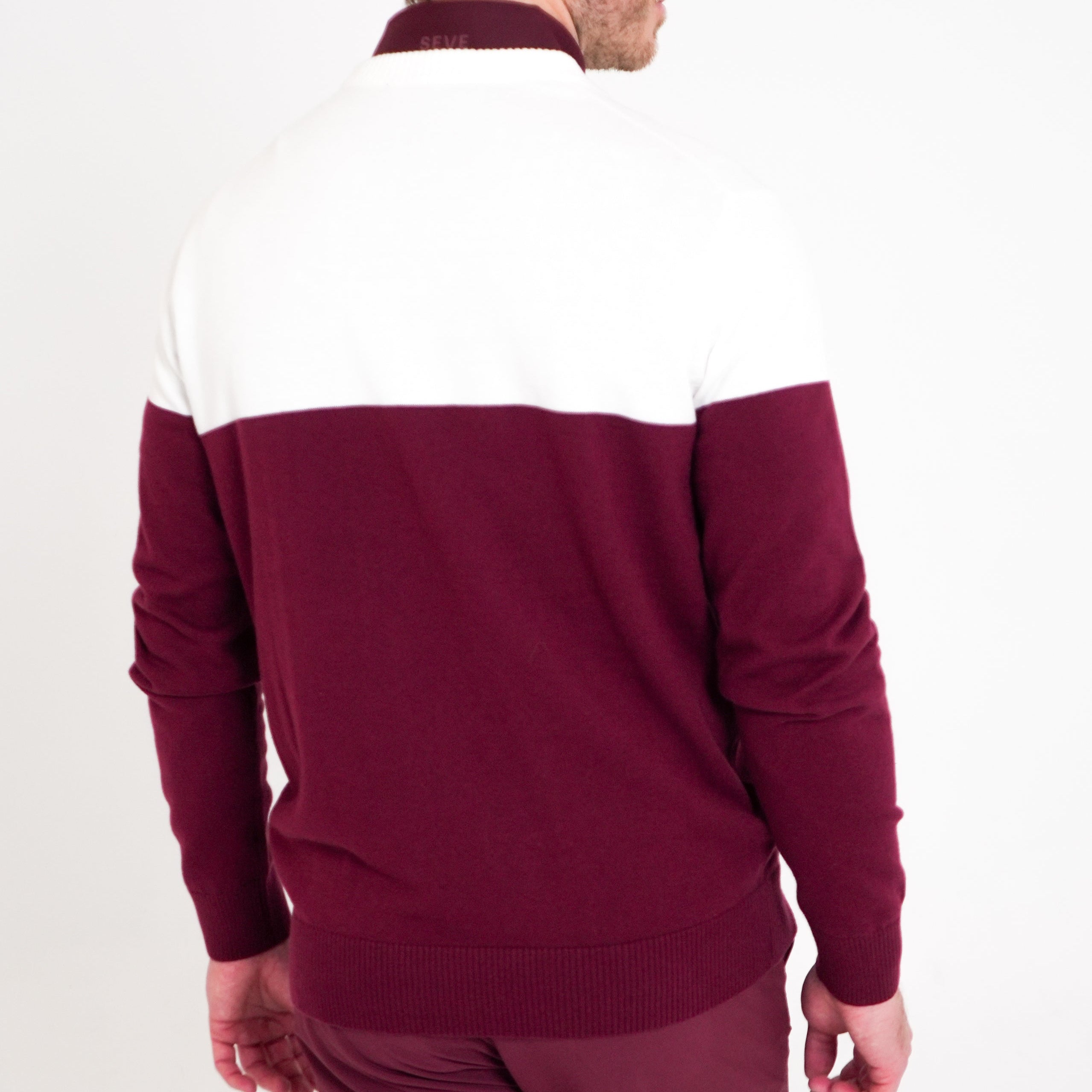 BLOCK ROUND NECK WHITE/BURGUNDY