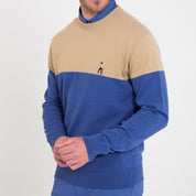 BLOCK ROUND NECK KHAKI/FUNCTIONAL BLUE