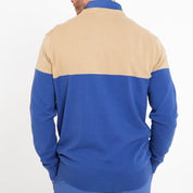 BLOCK ROUND NECK KHAKI/FUNCTIONAL BLUE