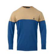 BLOCK ROUND NECK KHAKI/FUNCTIONAL BLUE