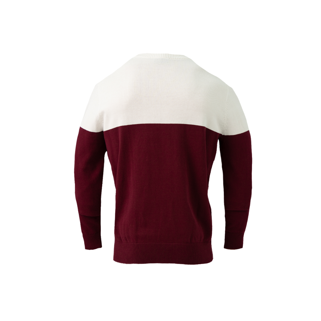BLOCK ROUND NECK WHITE/BURGUNDY