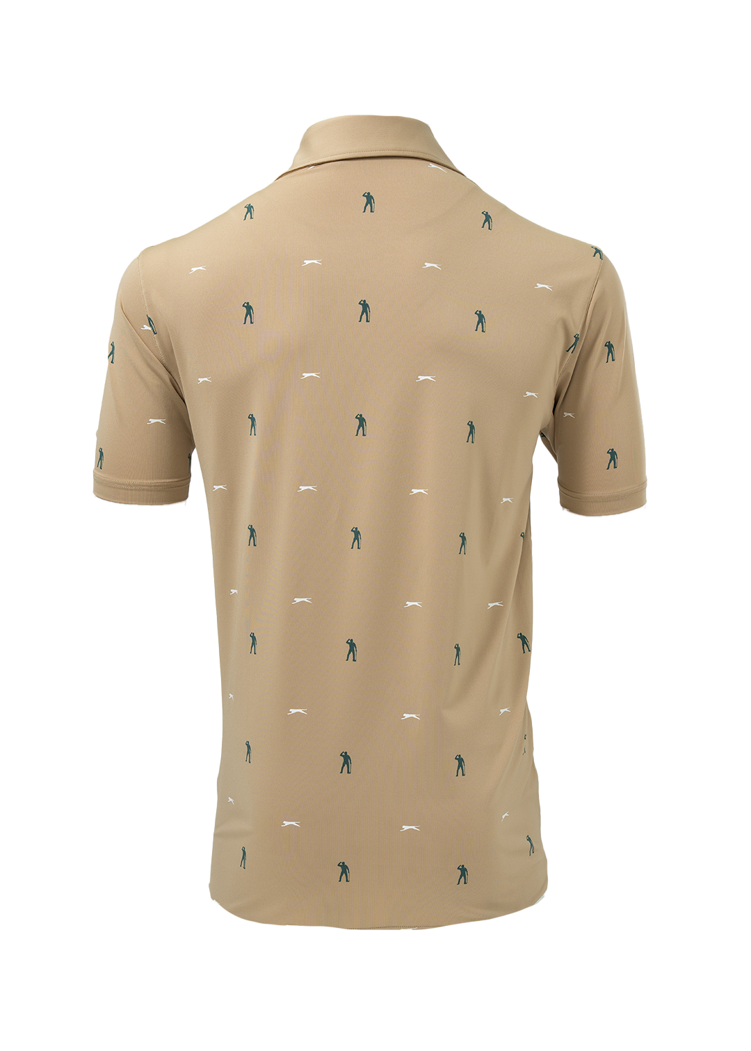 Beige polo shirt with small pattern on a white background