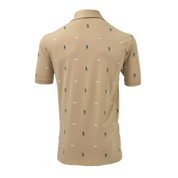 Beige polo shirt with small pattern on a white background