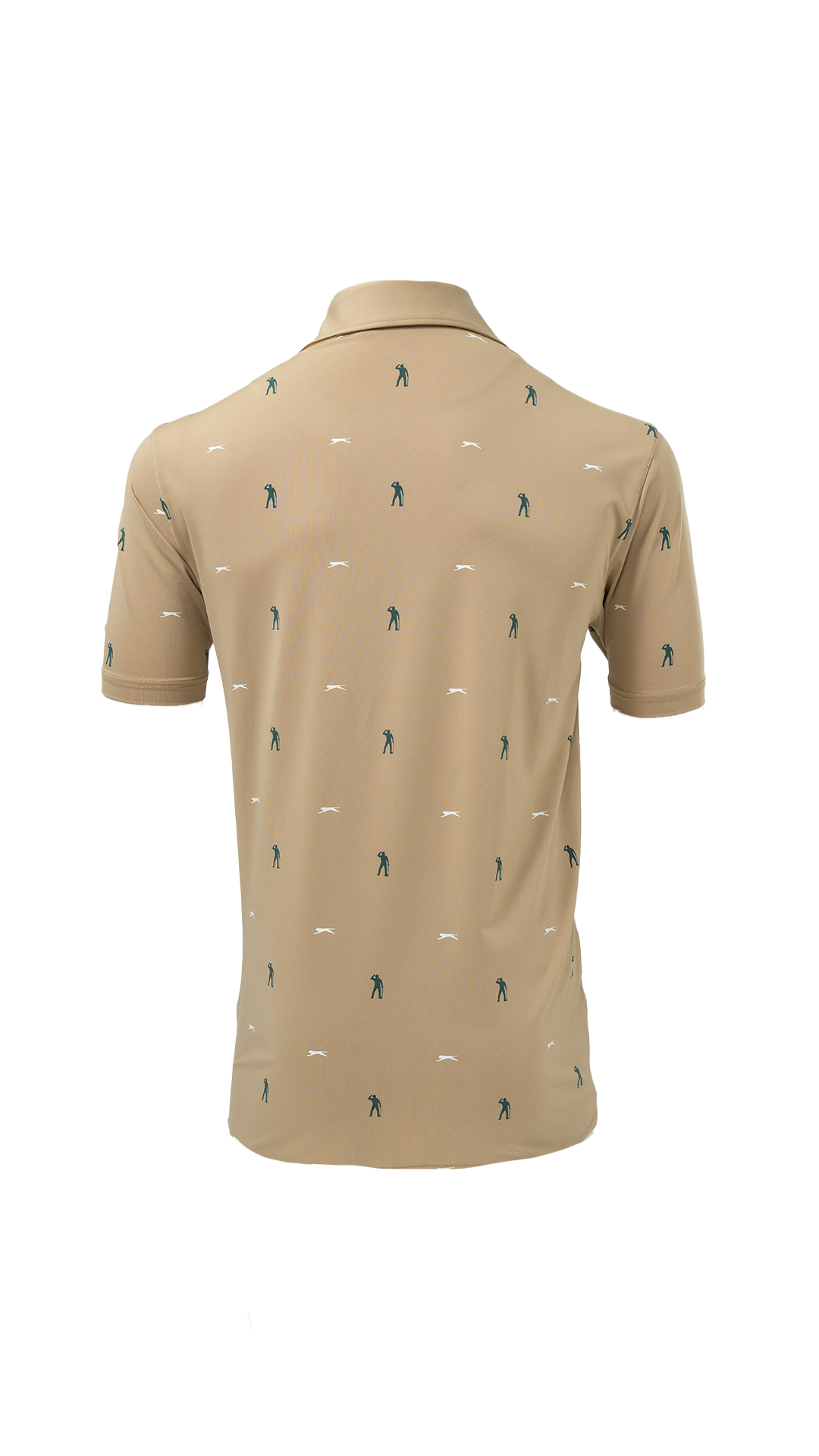 Beige polo shirt with small pattern on a white background