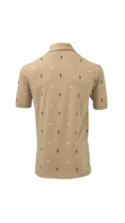 Beige polo shirt with small pattern on a white background