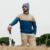 BLOCK ROUND NECK KHAKI/FUNCTIONAL BLUE