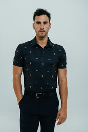 SEVE ALLOVER POLO NAVY BLUE AOP