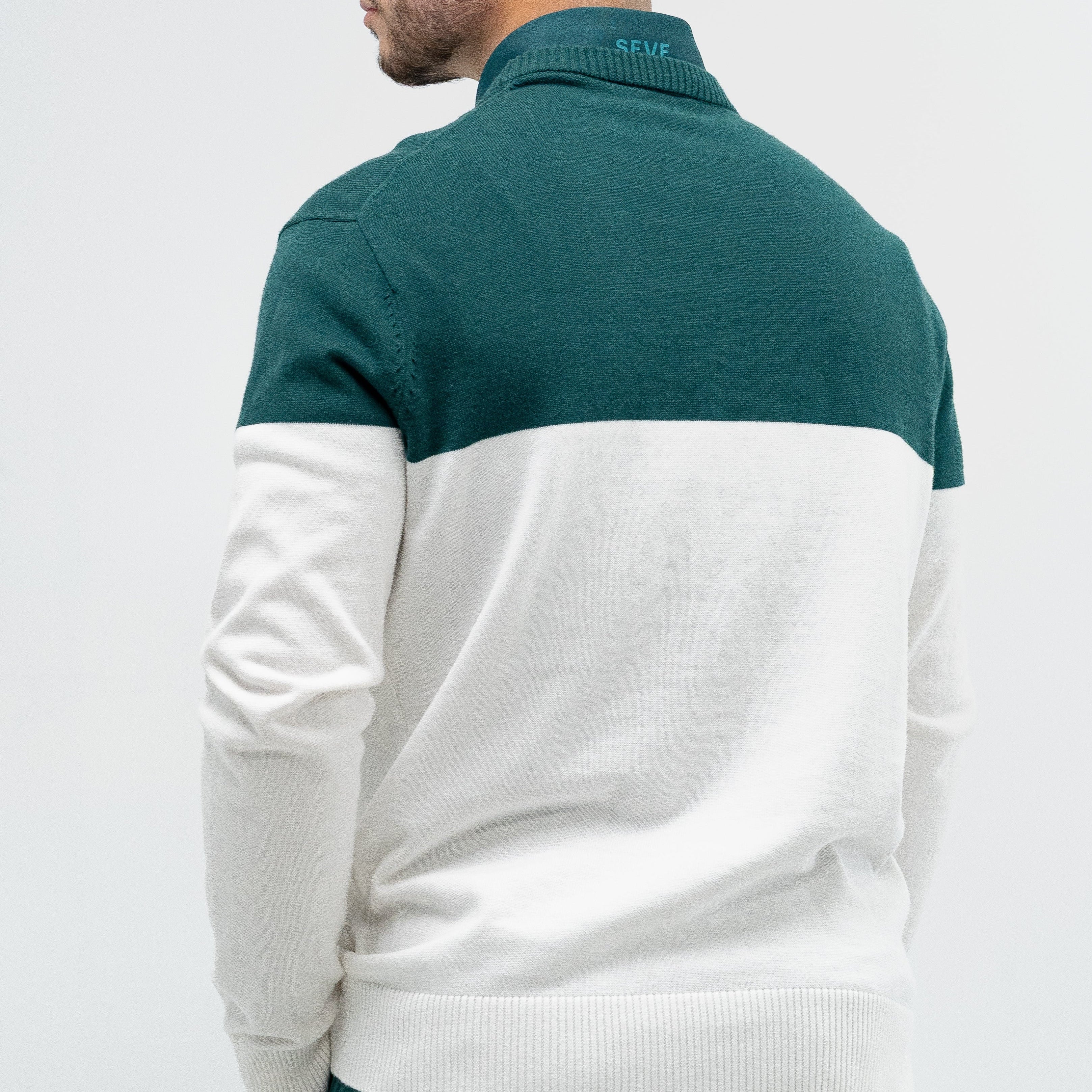 BLOCK ROUND NECK DEEP GREEN/WHITE