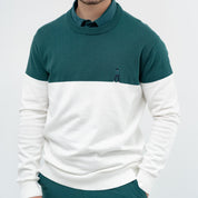 BLOCK ROUND NECK DEEP GREEN/WHITE