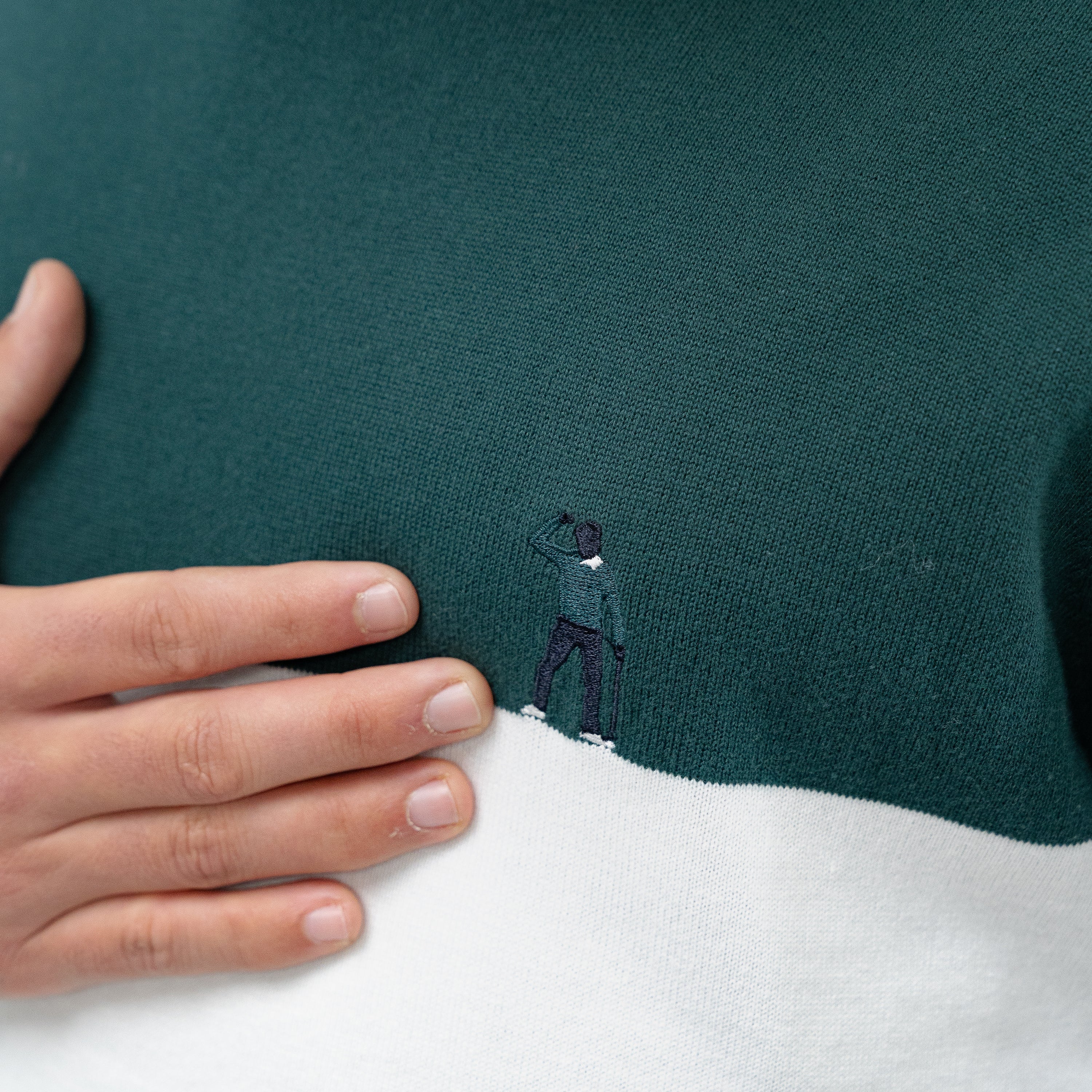 BLOCK ROUND NECK DEEP GREEN/WHITE