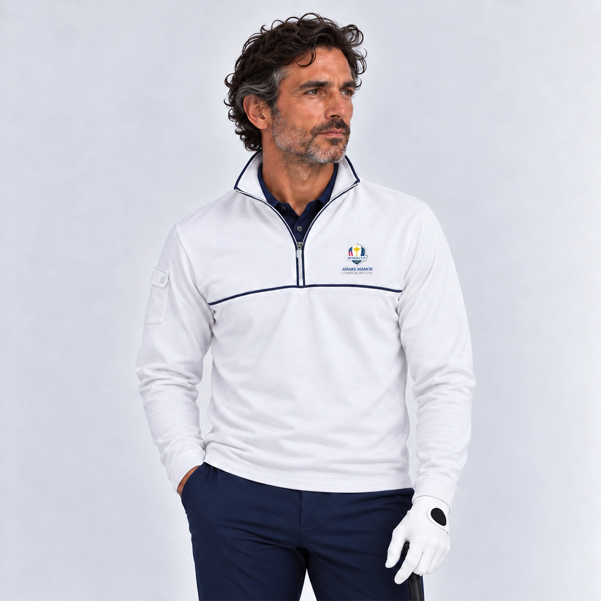 SEVE X RYDER CUP QUARTER ZIP SWEATER - WHITE