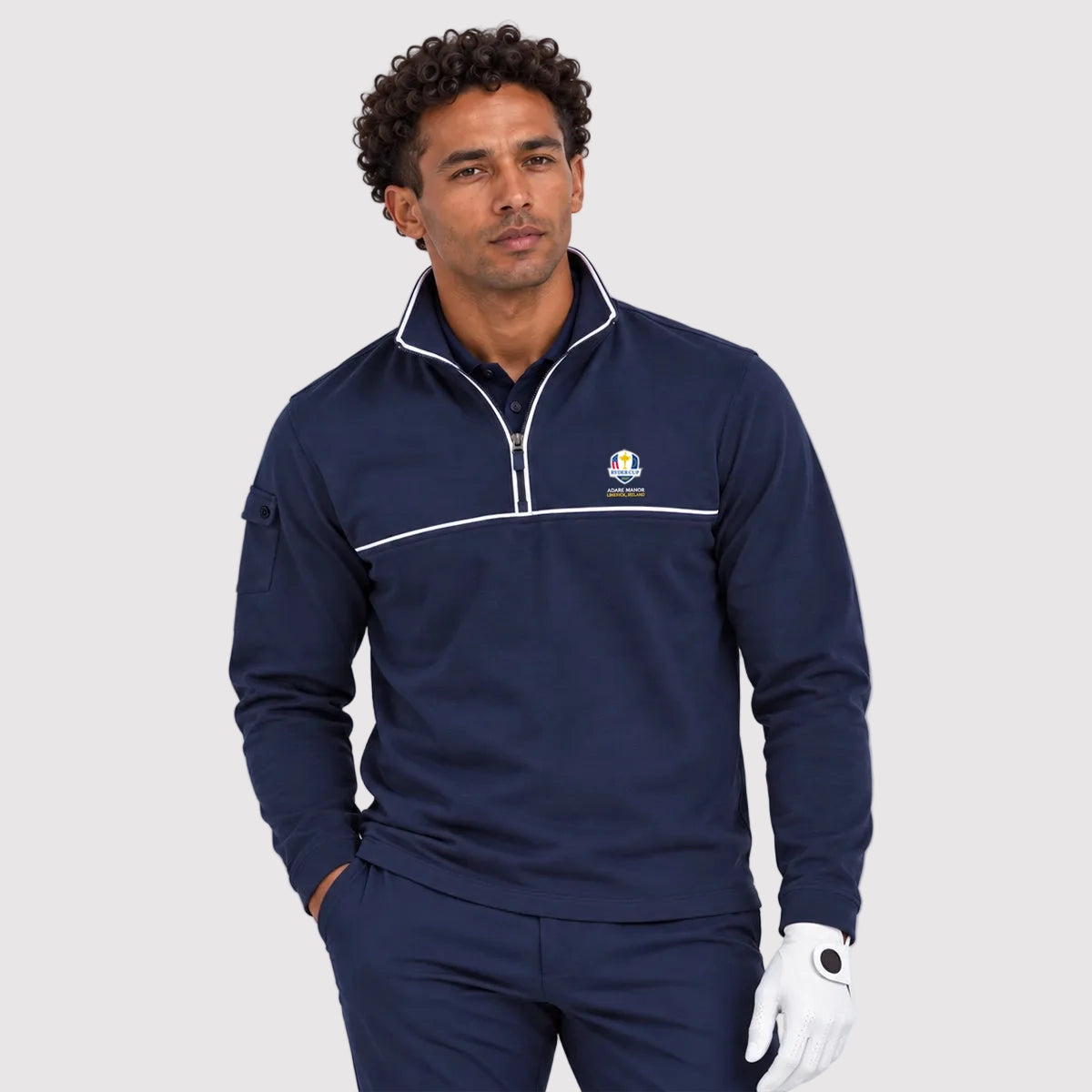 SEVE X RYDER CUP QUARTER ZIP SWEATER - NAVY