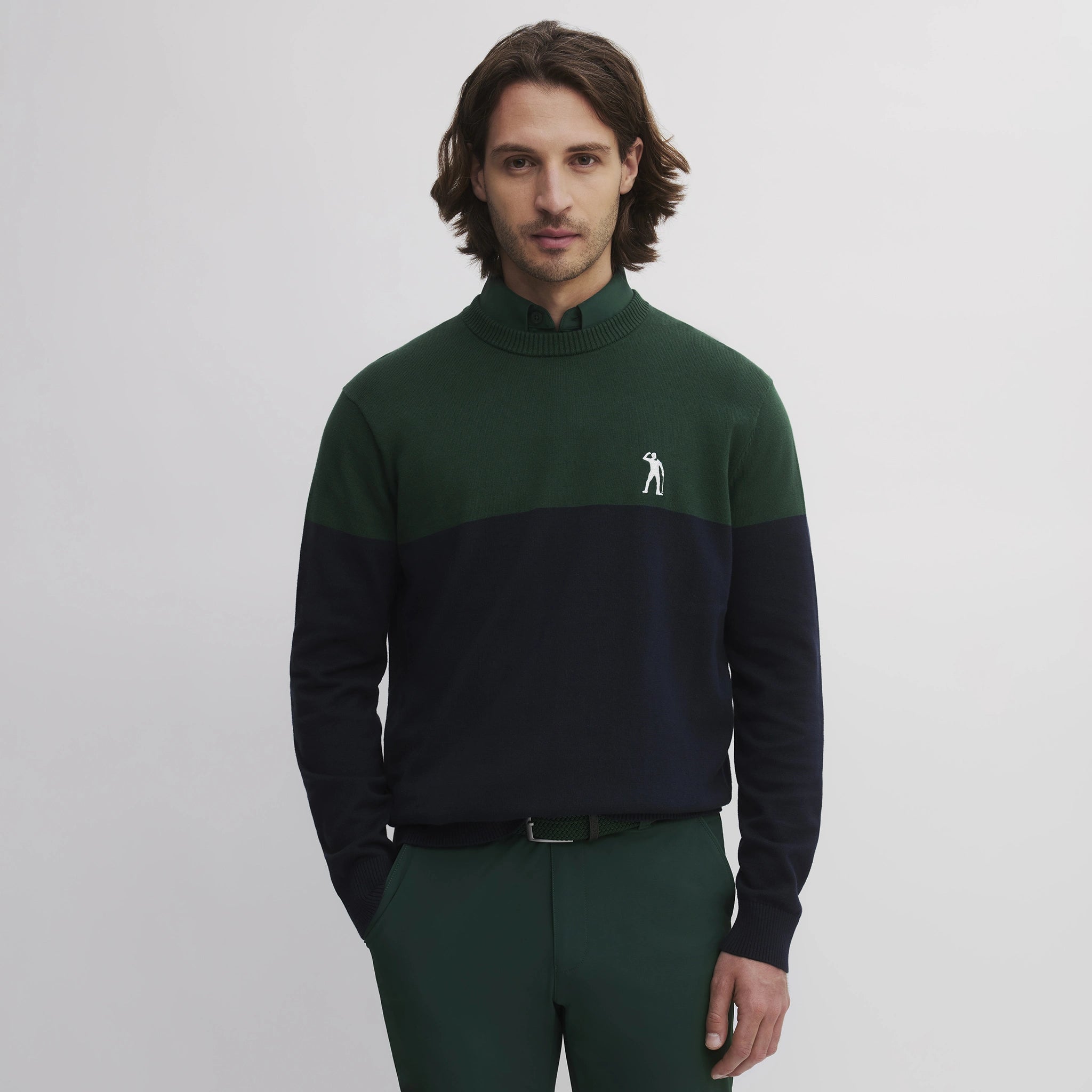 BLOCK ROUND NECK DEEP GREEN/NAVY