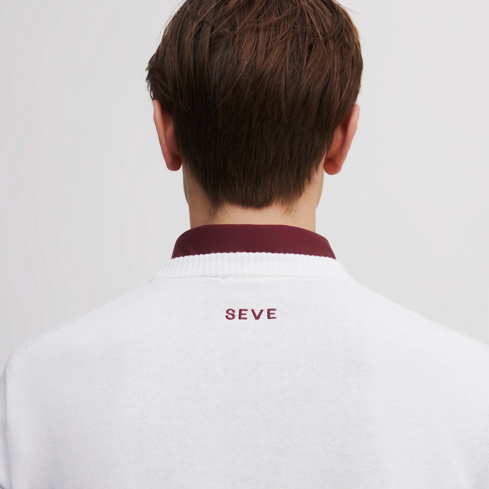 BLOCK ROUND NECK WHITE/BURGUNDY