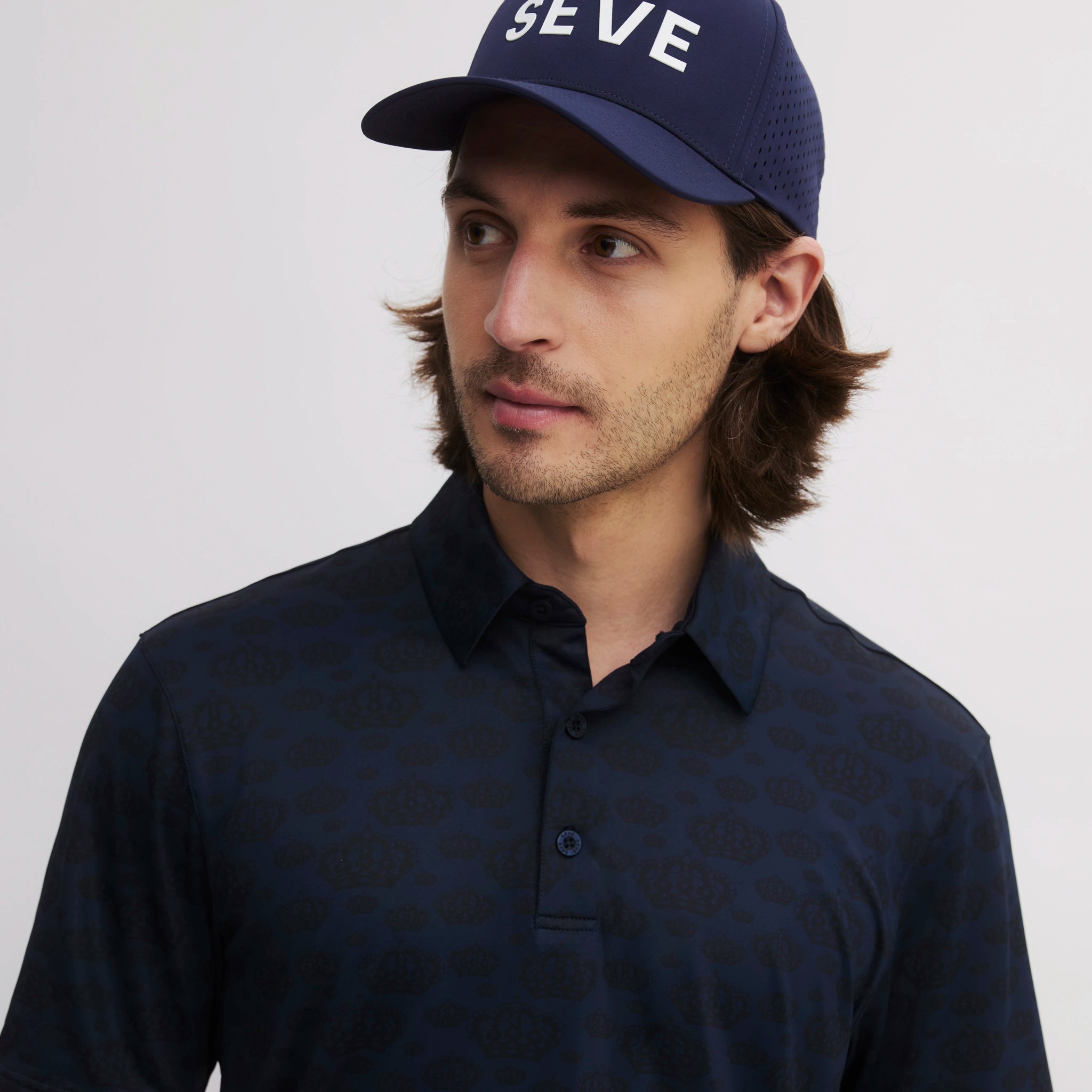 SEVE ALLOVER CROWN POLO NAVY BLUE