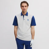 ICON BLOCK COTTON POLO ASH GREY/INK BLUE