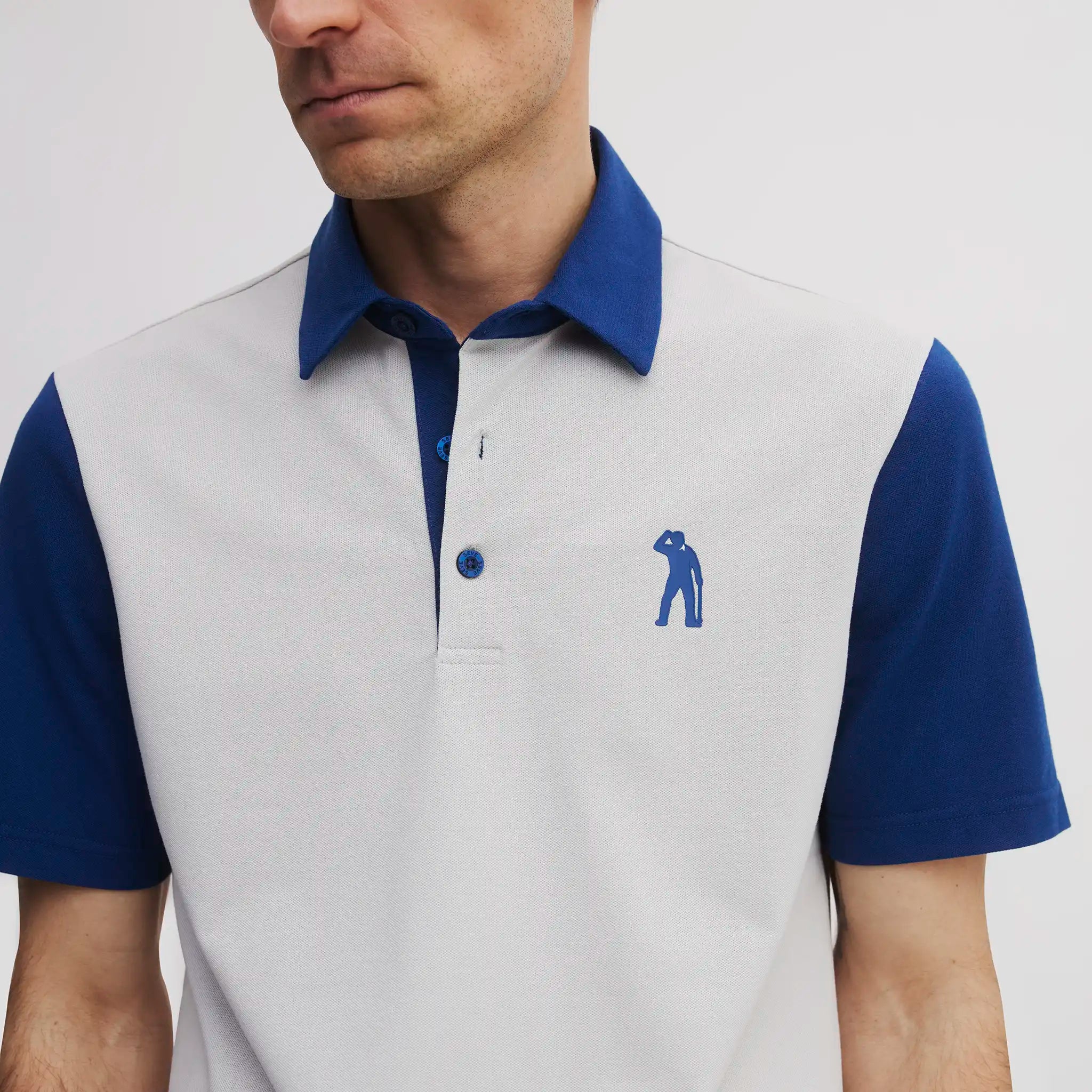 ICON BLOCK COTTON POLO ASH GREY/INK BLUE