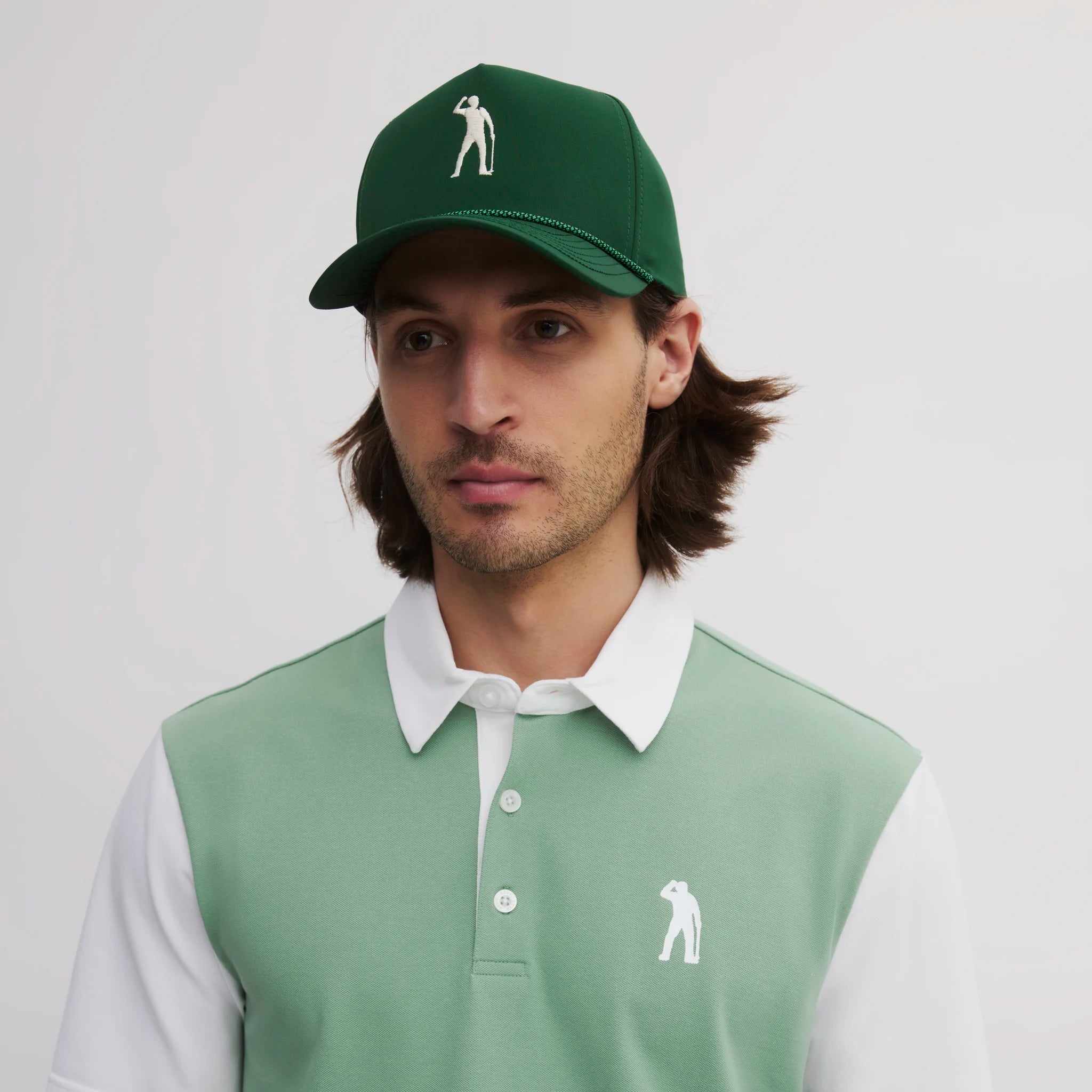 ICON BLOCK COTTON POLO FROSTY GREEN/EGG WHITE