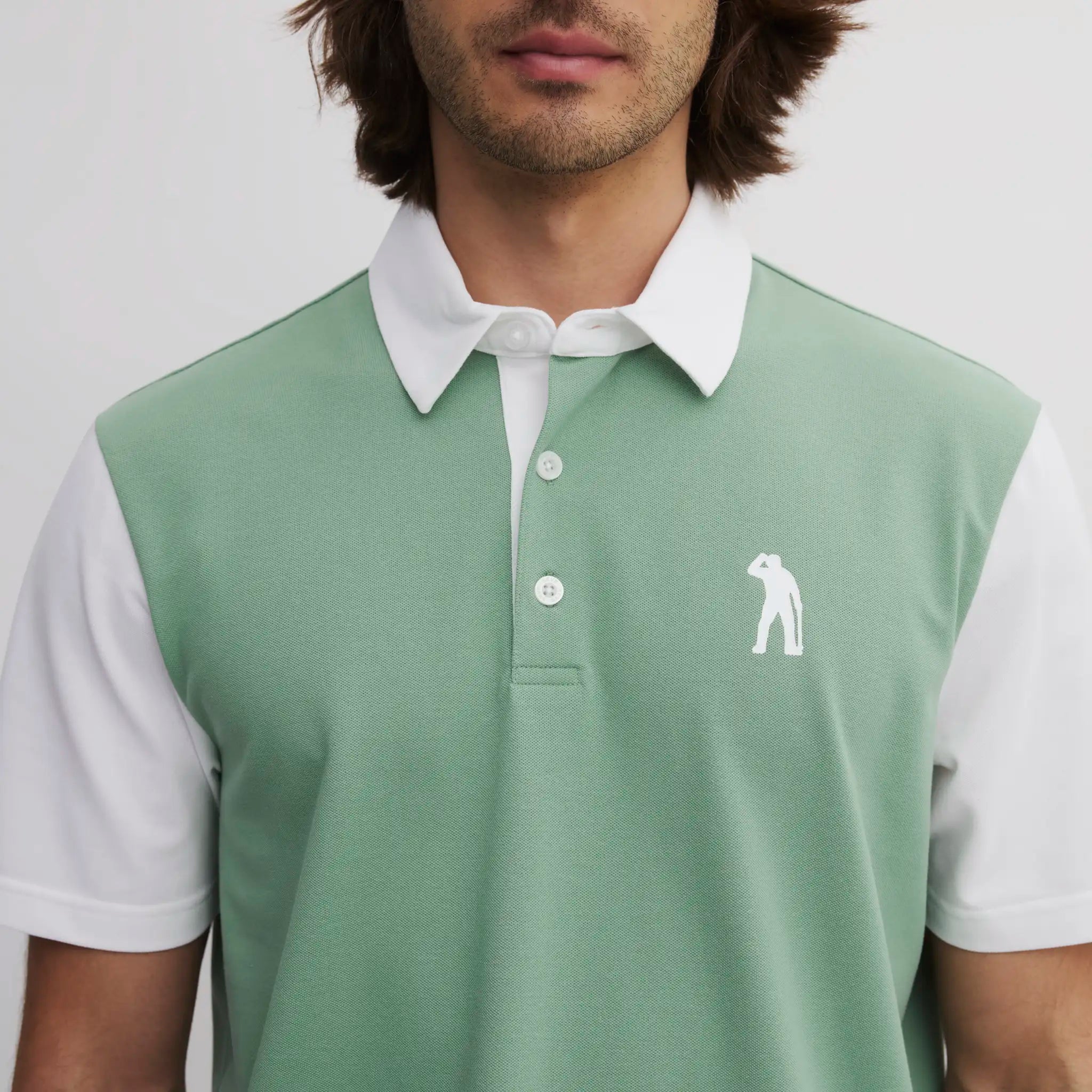 ICON BLOCK COTTON POLO FROSTY GREEN/EGG WHITE