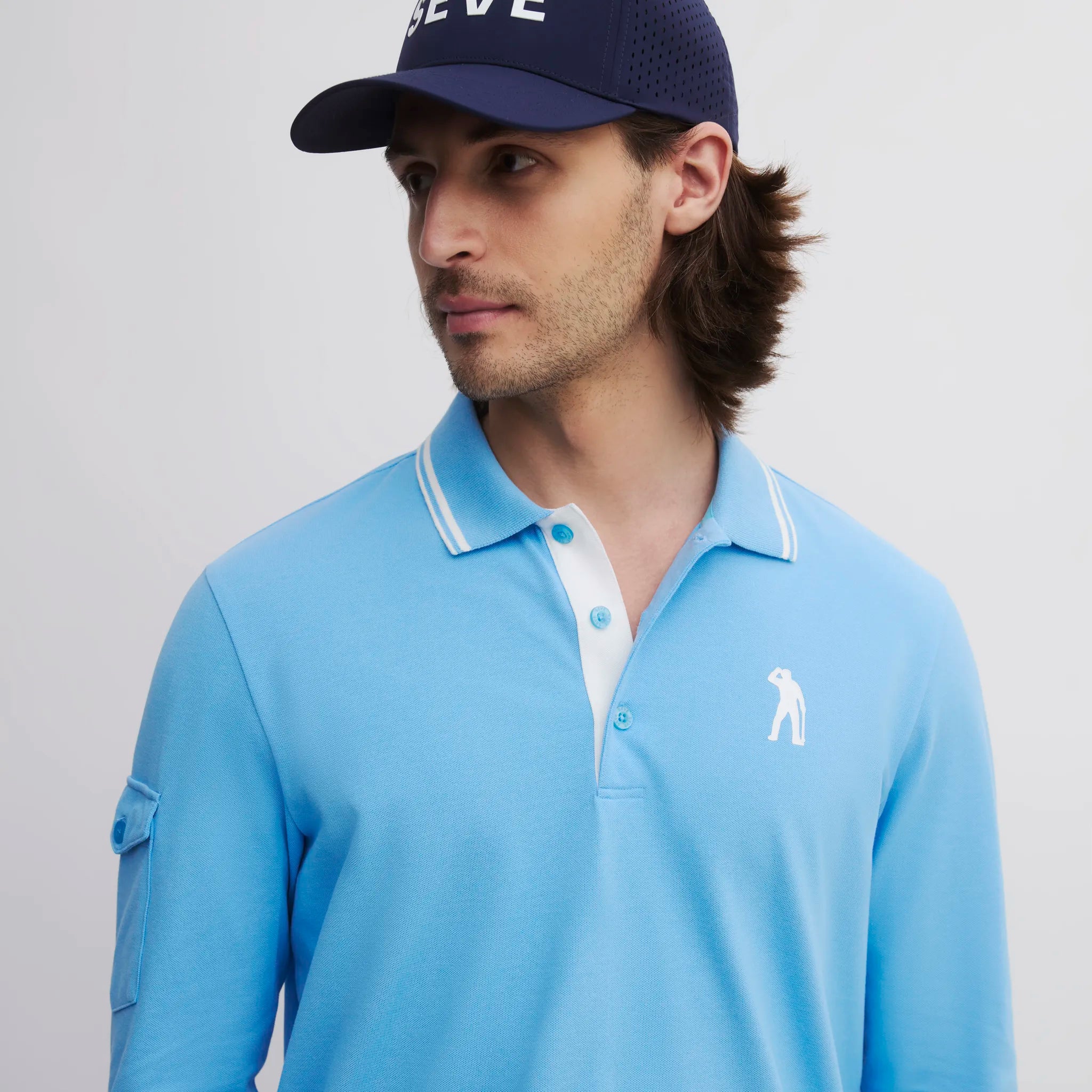 ICON COTTON POLO LS  LIGHT BLUE