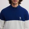 ICON BLOCK ROUND NECK SWEATER ASH GREY/INK BLUE