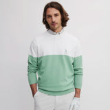 ICON BLOCK ROUND NECK SWEATER FROSTY GREEN/EGG WHITE