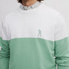ICON BLOCK ROUND NECK SWEATER FROSTY GREEN/EGG WHITE