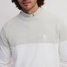 ICON BLOCK ROUND NECK SWEATER EGG WHITE/ASH GREY