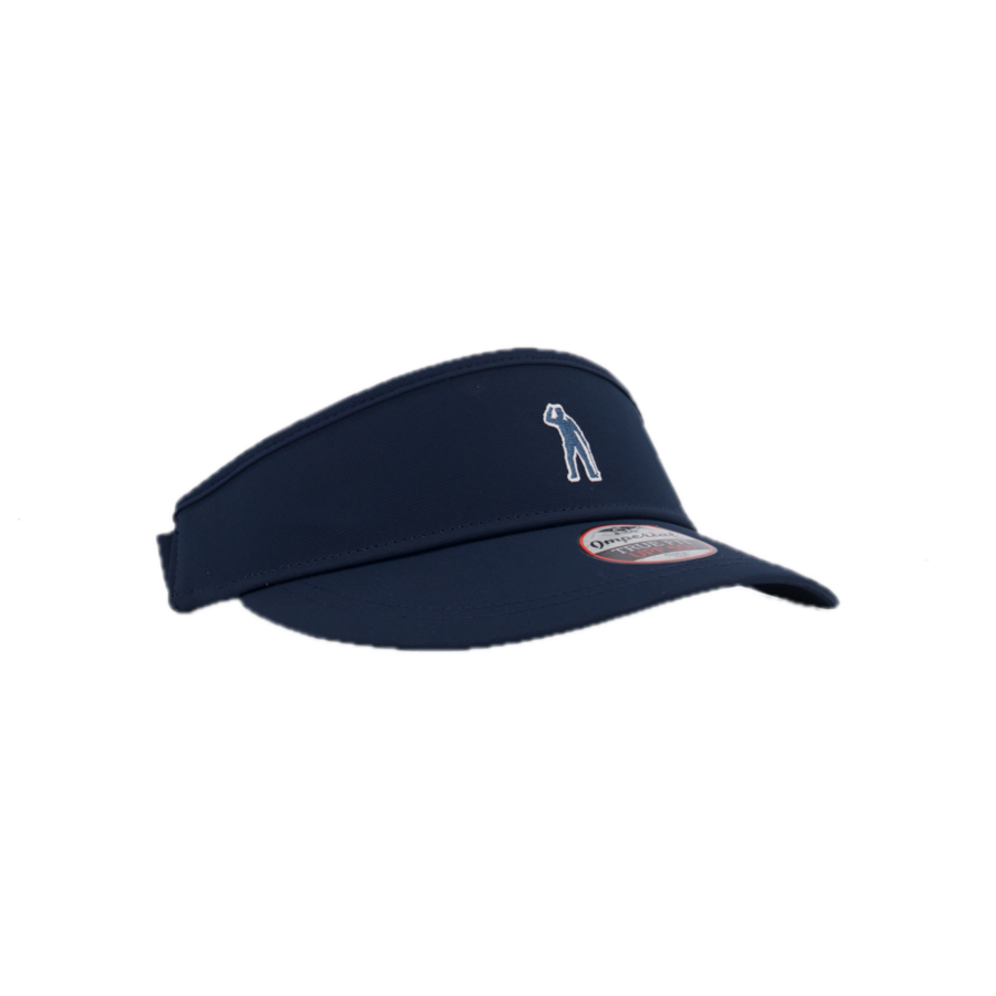 A navy blue SEVE TOUR visor with an adjustable classic buckle closure at the back and embroidered SEVE logo lettering at the front.
