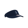 A navy blue SEVE TOUR visor with an adjustable classic buckle closure at the back and embroidered SEVE logo lettering at the front.