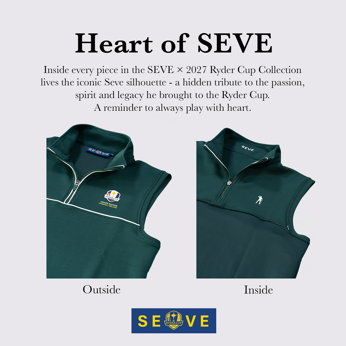 SEVE X RYDER CUP QUARTER ZIP VEST - DEEP GREEN