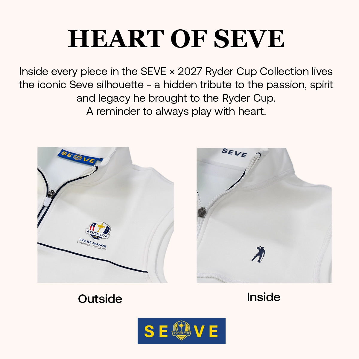 SEVE X RYDER CUP QUARTER ZIP VEST - WHITE